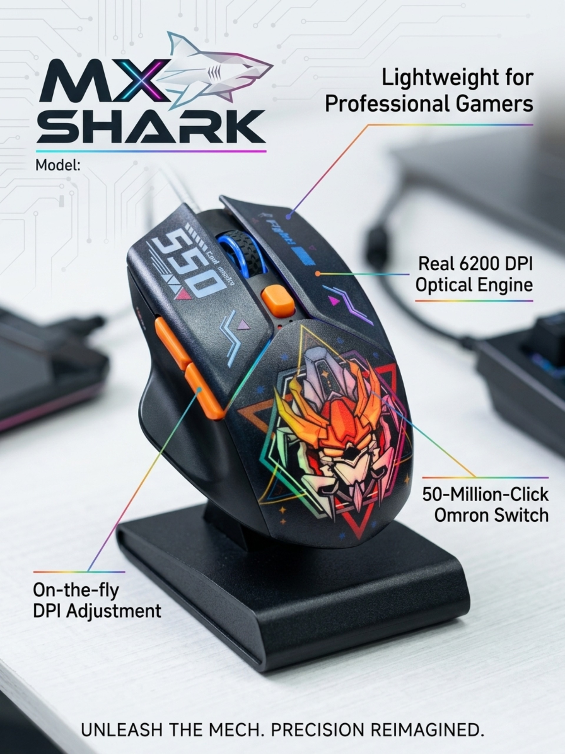 MX SHARK TF550 RGB USB Gaming Mouse